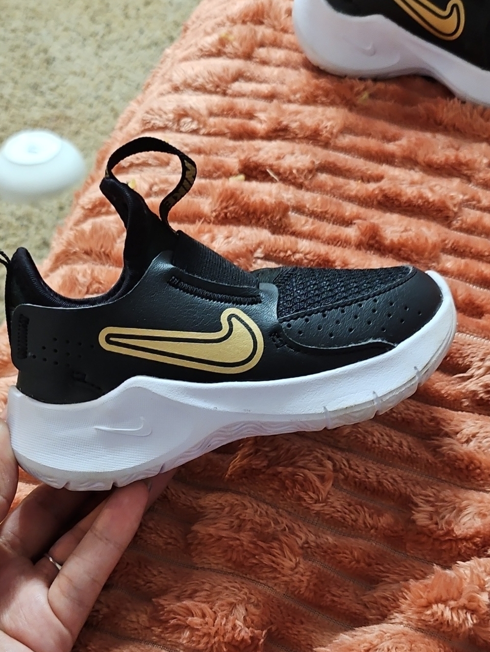 Nike Kids Black Sneakers with Gold Swoosh